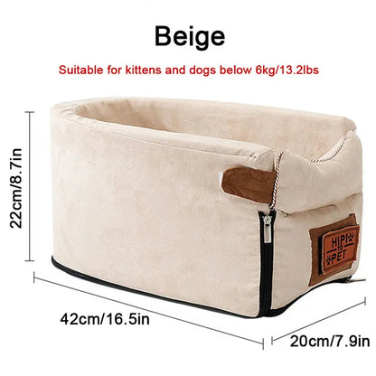 Portable Pet Travel Bed for Car Seat Center Console