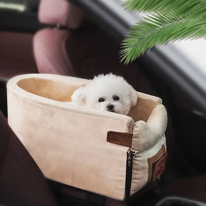 Portable Pet Travel Bed for Car Seat Center Console