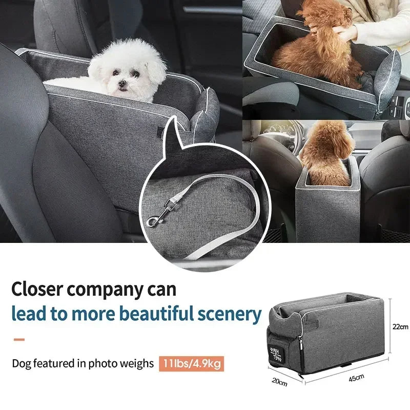 Portable Pet Travel Bed for Car Seat Center Console